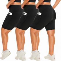 Shorts HLTPRO Plus Size Cós Alto 20 cm com Bolsos