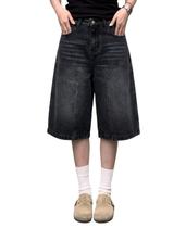 Shorts Hugboom Baggy Jean para mulheres Y2k Wide Leg Jeans pretos