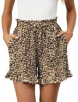 Shorts IECCP 2025, de verão, casuais, babados, elásticos, cintura, mulher