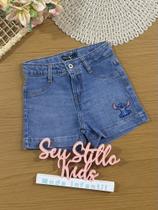 Shorts Infantil Animê Jeans Stitch Disney