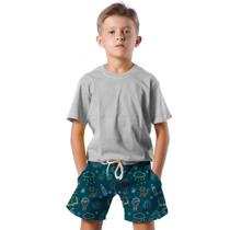 Shorts Infantil Bermuda Calção Praia Verão Arte Desenho Livros 481