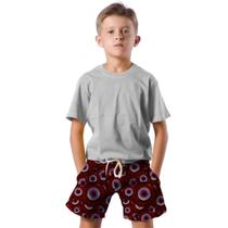 Shorts Infantil Bermuda Calção Praia Verão Atração Emoji Red 413