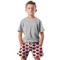 Shorts Infantil Bermuda Calção Praia Verão Boneco Arte Funny Red 245 Shorts Infantil Bermuda Calção Praia Verão Boneco Arte Funny Red 245