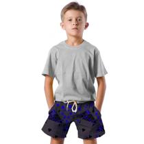Shorts Infantil Bermuda Calção Praia Verão Cartas Neon Arte 440