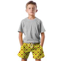 Shorts Infantil Bermuda Calção Praia Verão Coração Amor Arte Vermelho 295 Shorts Infantil Bermuda Calção Praia Verão Coração Amor Arte Vermelho 295