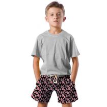 Shorts Infantil Bermuda Calção Praia Verão Cristais Arte Colorido 462 Shorts Infantil Bermuda Calção Praia Verão Cristais Arte Colorido 462