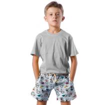 Shorts Infantil Bermuda Calção Praia Verão Emoji Cartoon White Art Happy 313