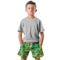 Shorts Infantil Bermuda Calção Praia Verão Emoji Funny Cartoon Arte 587