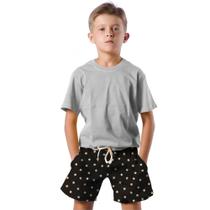Shorts Infantil Bermuda Calção Praia Verão Estrelas Arte Cartoon Star Space 727