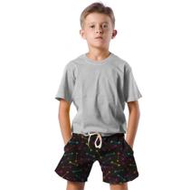 Shorts Infantil Bermuda Calção Praia Verão Flecha Colorido Arte 513
