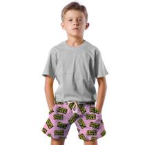 Shorts Infantil Bermuda Calção Praia Verão Game Over Fim de Jogo Pixel 68