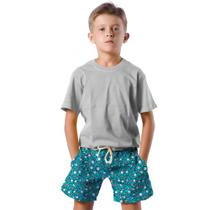 Shorts Infantil Bermuda Calção Praia Verão Gato Maluco Azul Arte 207 Shorts Infantil Bermuda Calção Praia Verão Gato Maluco Azul Arte 207