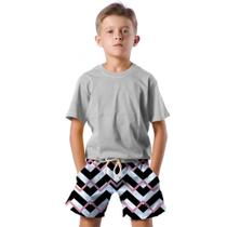 Shorts Infantil Bermuda Calção Praia Verão Listras Zig Zag Cartoon 610 Shorts Infantil Bermuda Calção Praia Verão Listras Zig Zag Cartoon 610