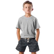 Shorts Infantil Bermuda Calção Praia Verão Mão Gestos Branco Neon 537 Shorts Infantil Bermuda Calção Praia Verão Mão Gestos Branco Neon 537