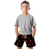 Shorts Infantil Bermuda Calção Praia Verão Morango Cartoon Vermelho 609 Shorts Infantil Bermuda Calção Praia Verão Morango Cartoon Vermelho 609