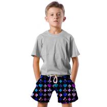 Shorts Infantil Bermuda Calção Praia Verão Naipes Baralho Chroma Arte 443 Shorts Infantil Bermuda Calção Praia Verão Naipes Baralho Chroma Arte 443