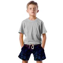 Shorts Infantil Bermuda Calção Praia Verão Objetos Neon Arte Colorido 356