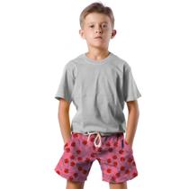 Shorts Infantil Bermuda Calção Praia Verão Pirulito Doce Vermelho 86