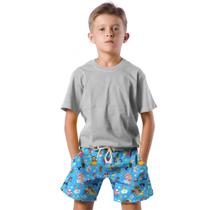 Shorts Infantil Bermuda Calção Praia Verão Pixel Game Fases Retro 476