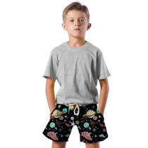 Shorts Infantil Bermuda Calção Praia Verão Plantas Cartoon Arte Space 395 Shorts Infantil Bermuda Calção Praia Verão Plantas Cartoon Arte Space 395