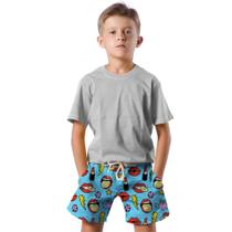 Shorts Infantil Bermuda Calção Praia Verão Pop Art Relâmpago Raios Cartoon