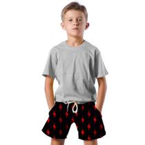 Shorts Infantil Bermuda Calção Praia Verão Raios Relâmpagos Vermelho 463 Shorts Infantil Bermuda Calção Praia Verão Raios Relâmpagos Vermelho 463