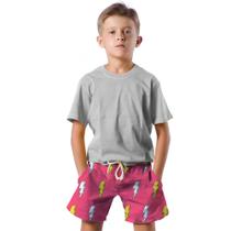 Shorts Infantil Bermuda Calção Praia Verão Relâmpagos Cartoon Raios 255