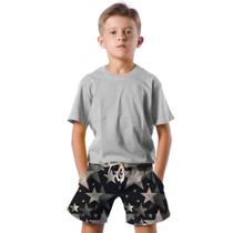 Shorts Infantil Bermuda Calção Praia Verão Star Cartoon Estrelas Arte 523