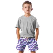 Shorts Infantil Bermuda Calção Praia Verão Xadrez Arte Chroma 600