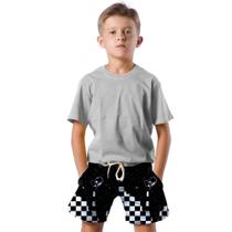 Shorts Infantil Bermuda Calção Praia Verão Xadrez Space Balde Star 543