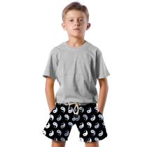 Shorts Infantil Bermuda Calção Praia Verão Yin Yang Bem e o Mal Preto Branco 234 Shorts Infantil Bermuda Calção Praia Verão Yin Yang Bem e o Mal Preto Branco 234