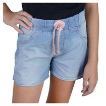 Shorts Infantil Feminino Dipopini Jeans Concha do Mar Azul