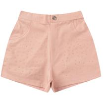 Shorts infantil feminino sarja com elastano e pedras de strass - rosa Shorts infantil feminino sarja com elastano e pedras de strass - rosa