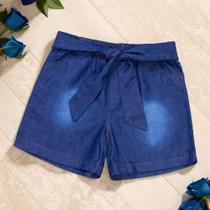 Shorts Infantil Jeans com Faixa Amarração Super Estiloso