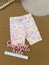 Shorts Infantil Kukiê Verão Ciclista Off White Arco-íris