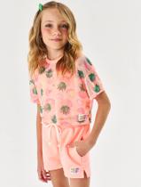 Shorts Infantil Menina Básico Laranja Neon Cinti Shorts Infantil Menina Básico Laranja Neon Cinti