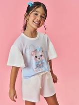 Shorts Infantil Menina Com Strass Natural Mundo Cinti Shorts Infantil Menina Com Strass Natural Mundo Cinti
