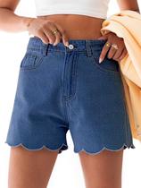 Shorts jeans Aoysky de cintura alta e perna reta para mulheres