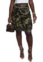 Shorts jeans Bermuda de cintura alta NRTHYE para mulheres
