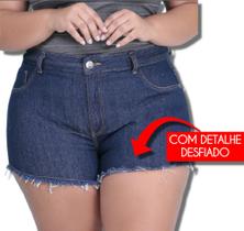 Shorts Jeans Bermuda Plus Size Curto Desfiado Cintura Alta