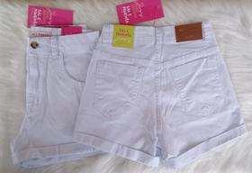 Shorts Jeans Branco Cintura Alta Sal e Pimenta Original