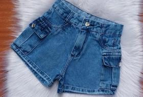 Shorts Jeans Cargo Infantil Feminino