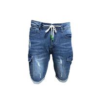 Shorts jeans cargo para homens com elástico na temporada de verão