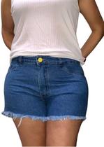 Shorts Jeans Com Barra Desfiada Feminina Adulto
