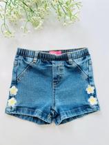 Shorts Jeans Com Bordado Florzinhas Margarida Momi Shorts Jeans Com Bordado Florzinhas Margarida Momi