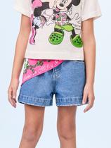 Shorts jeans com lenço minnie e mickey animê