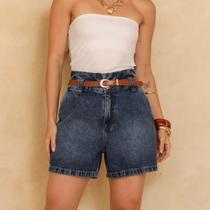 Shorts Jeans Cos Duplo Com Cinto Feminino Revanche Cicilino