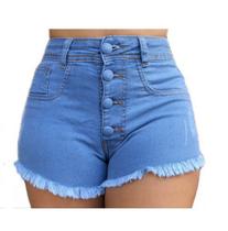 Shorts Jeans Curto Feminino Cintura Alta Destroyde Hot Pants Desfiado - JK Jeans