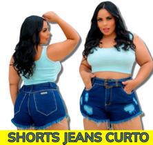 Shorts Jeans Curto Shortinhos Bermuda Feminina Desfiado Roupa Mulher