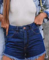 Shorts jeans escuro básico tamanho 38 Ana Bella Modas